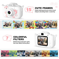 ASTGMI Appareil Photo pour Enfants, 2.0 Pouces Enfant Appareil Photo Numérique, Mini Caméra Rechargeable Caméscope Cadeau Jouet 
