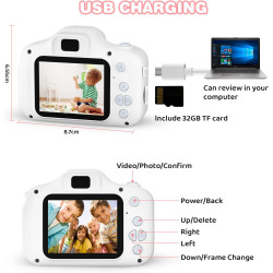 ASTGMI Appareil Photo pour Enfants, 2.0 Pouces Enfant Appareil Photo Numérique, Mini Caméra Rechargeable Caméscope Cadeau Jouet 
