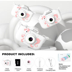 ASTGMI Appareil Photo pour Enfants, 2.0 Pouces Enfant Appareil Photo Numérique, Mini Caméra Rechargeable Caméscope Cadeau Jouet 