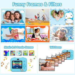 ASTGMI Appareil Photo Instantané, 2.4" Écran Appareil Photo Enfant avec Papier d'impression et Carte 32GB, Mode Selfie et Video,