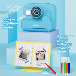 ASTGMI Appareil Photo Instantané, 2.4" Écran Appareil Photo Enfant avec Papier d'impression et Carte 32GB, Mode Selfie et Video,