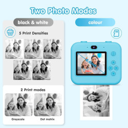 ASTGMI Appareil Photo Instantané, 2.4" Écran Appareil Photo Enfant avec Papier d'impression et Carte 32GB, Mode Selfie et Video,