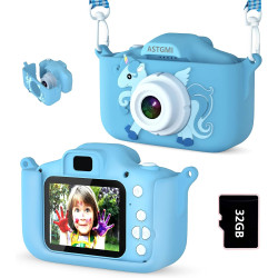ASTGMI Mini Appareil Photo Numérique pour Enfants, 2.0 Pouces, Rechargeable Caméscope Cadeau Jouet Filles Garçons de 3 à 10 Ans,