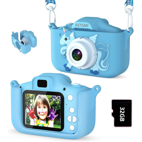 ASTGMI Mini Appareil Photo Numérique pour Enfants, 2.0 Pouces, Rechargeable Caméscope Cadeau Jouet Filles Garçons de 3 à 10 Ans,