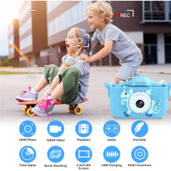 ASTGMI Mini Appareil Photo Numérique pour Enfants, 2.0 Pouces, Rechargeable Caméscope Cadeau Jouet Filles Garçons de 3 à 10 Ans,