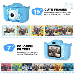 ASTGMI Mini Appareil Photo Numérique pour Enfants, 2.0 Pouces, Rechargeable Caméscope Cadeau Jouet Filles Garçons de 3 à 10 Ans,