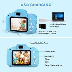 ASTGMI Mini Appareil Photo Numérique pour Enfants, 2.0 Pouces, Rechargeable Caméscope Cadeau Jouet Filles Garçons de 3 à 10 Ans,