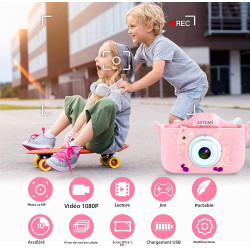 ASTGMI Appareil Photo pour Enfants, 2.0 Pouces Enfant Appareil Photo Numérique, Mini Caméra Enfant Rechargeable Caméscope Cadeau