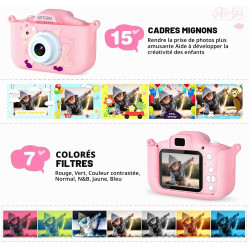 ASTGMI Appareil Photo pour Enfants, 2.0 Pouces Enfant Appareil Photo Numérique, Mini Caméra Enfant Rechargeable Caméscope Cadeau