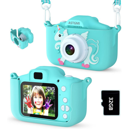 ASTGMI Appareil Photo pour Enfants, 2.0 Pouces Enfant Appareil Photo Numérique, Mini Caméra Rechargeable Caméscope Cadeau Jouet 