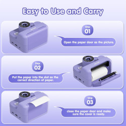 ASTGMI Appareil Photo Instantané, 2.4" Écran Appareil Photo Enfant avec Papier d'impression et Carte 32GB, Mode Selfie et Video,