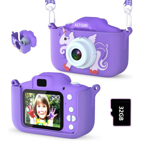 ASTGMI Appareil Photo pour Enfants, 2.0 Pouces Enfant Appareil Photo Numérique, Mini Caméra Rechargeable Caméscope Cadeau Jouet 
