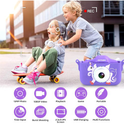 ASTGMI Appareil Photo pour Enfants, 2.0 Pouces Enfant Appareil Photo Numérique, Mini Caméra Rechargeable Caméscope Cadeau Jouet 