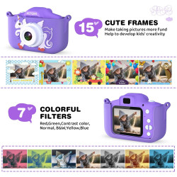 ASTGMI Appareil Photo pour Enfants, 2.0 Pouces Enfant Appareil Photo Numérique, Mini Caméra Rechargeable Caméscope Cadeau Jouet 