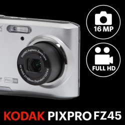 Kodak PIXPRO FZ45 Appareil Photo Compact avec Zoom 4X 16 MP Argenté