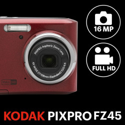 Kodak Pixpro - FZ45 - Appareil Photo Numérique Compact 16.44 Mégapixels - Rouge - 1280 x 720p