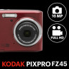 Kodak Pixpro - FZ45 - Appareil Photo Numérique Compact 16.44 Mégapixels - Rouge - 1280 x 720p
