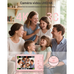 Longyi Appareil Photo numérique 4K 48 MP avec Carte SD 32 Go, Zoom numérique 16x, Appareil Photo Compact avec câble USB, Sac Por