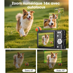Appareil Photo Numérique 50MP 1080P, Compact Appareil Photo avec Carte 32Go, Écran 2,4”, Zoom Numérique 16X, Mini Camera Vlog po
