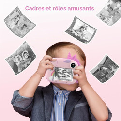 HiMont Appareil Photo Numérique Instantané,avec Papier d'impression & Carte TF 32G, Caméra Vidéo avec Stylos Colorés pour Le Bri
