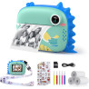 HiMont Appareil Photo Instantané Enfants, Numérique avec Papier d'impression & Carte TF 32G, Caméra Vidéo avec Stylos Colorés po