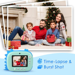 HiMont Appareil Photo Instantané Enfants, Numérique avec Papier d'impression & Carte TF 32G, Caméra Vidéo avec Stylos Colorés po