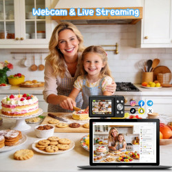 Appareil Photo Numérique 1080P 44MP Caméra Vlogging pour Enfants Ados, FHD Compact Portable avec Écran 2,4" Zoom 16X, Mini Camér