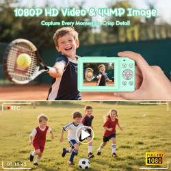Appareil Photo Numérique 1080P 44MP Caméra Vlogging pour Enfants Ados, FHD Compact Portable avec Écran 2,4" Zoom 16X, Mini Camér