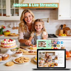 Appareil Photo Numérique 1080P 44MP Caméra Vlogging pour Enfants Ados, FHD Compact Portable avec Écran 2,4" Zoom 16X, Mini Camér