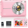 Appareil Photo Numérique 1080P 44MP Caméra Vlogging pour Enfants Ados, FHD Compact Portable avec Écran 2,4" Zoom 16X, Mini Camér