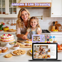 Appareil Photo Numérique 1080P 44MP Caméra Vlogging pour Enfants Ados, FHD Compact Portable avec Écran 2,4" Zoom 16X, Mini Camér