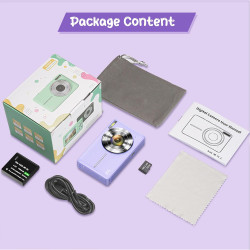 Appareil Photo Numérique 1080P 44MP Caméra Vlogging pour Enfants Ados, FHD Compact Portable avec Écran 2,4" Zoom 16X, Mini Camér