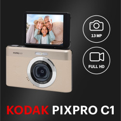 Kodak pixpro c1 – appareil photo numérique ultra-compact - 13mp bsi cmos, zoom 4x, écran lcd 2.8, flash led, batterie intégrée –