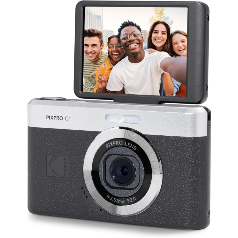Kodak Pixpro C1 – Appareil Photo Numérique Ultra-Compact | 13MP BSI CMOS, Zoom 4X, Écran LCD 2.8", Flash LED, Batterie Intégrée 