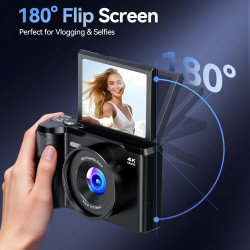 Appareil Photo Numérique 4K Digital: 56MP Appareils Numérique avec molette de Mode Écran Rabattable 180° - Camera pour Vlog avec