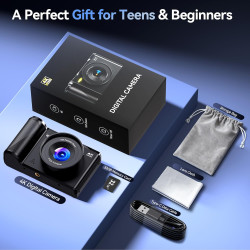 Appareil Photo Numérique 4K Digital: 56MP Appareils Numérique avec molette de Mode Écran Rabattable 180° - Camera pour Vlog avec