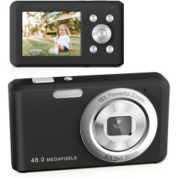 Appareil Photo Numérique, HD 1080P avec Carte Mémoire 32 Go, Appareil Photo 48 Mégapixels, écran LCD 2,4 Pouces, Zoom Numérique 