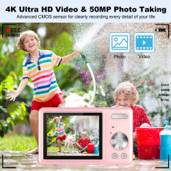 Appareil Photo Numérique, 4K Autofocus 50MP Appareil Photo Enfant, Zoom 16X, Flash, Anti-Shake, Appareils Photo Numériques Compa