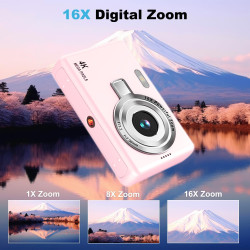 Appareil Photo Numérique, 4K Autofocus 50MP Appareil Photo Enfant, Zoom 16X, Flash, Anti-Shake, Appareils Photo Numériques Compa