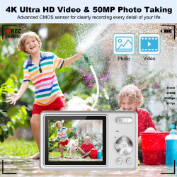 Appareil Photo numérique, autofocus UHD 4K 50 MP pour la Photographie avec Carte SD 32 Go, Zoom 16X, Anti-tremblement, Appareil 