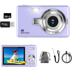 Appareil Photo Numérique, 4K Autofocus 50MP Appareil Photo Enfant, Zoom 16X, Flash, Anti-Shake, Appareils Photo Numériques Compa
