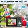 Appareil Photo Numérique, 4K Autofocus 50MP Appareil Photo Enfant, Zoom 16X, Flash, Anti-Shake, Appareils Photo Numériques Compa
