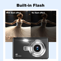Appareil Photo Numérique, 4K Autofocus 50MP Appareil Photo Enfant, Zoom 16X, Flash, Anti-Shake, Appareils Photo Numériques Compa