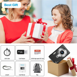 Appareil Photo Numérique, 4K Autofocus 50MP Appareil Photo Enfant, Zoom 16X, Flash, Anti-Shake, Appareils Photo Numériques Compa