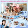 Appareil photo instantané enfant cadeau jouet fille garçon 3-12 ans, awanfi caméra numérique vidéo 1080p carte 32gb avec 3 roule