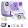 Appareil photo instantané enfant cadeau jouet fille garçon 3-12 ans, awanfi caméra numérique vidéo 1080p carte 32gb avec 3 roule