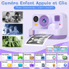 Appareil photo instantané enfant cadeau jouet fille garçon 3-12 ans, awanfi caméra numérique vidéo 1080p carte 32gb avec 3 roule