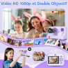 Appareil photo instantané enfant cadeau jouet fille garçon 3-12 ans, awanfi caméra numérique vidéo 1080p carte 32gb avec 3 roule