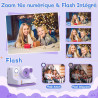Appareil photo instantané enfant cadeau jouet fille garçon 3-12 ans, awanfi caméra numérique vidéo 1080p carte 32gb avec 3 roule