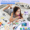 Appareil photo instantané enfant cadeau jouet fille garçon 3-12 ans, awanfi caméra numérique vidéo 1080p carte 32gb avec 3 roule